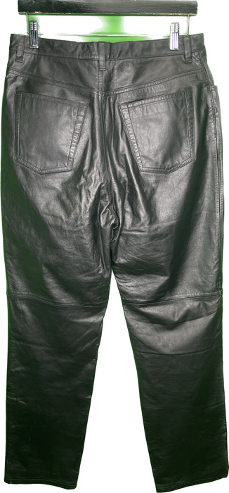 W32 L32 Vintage Soft Leather Black Pants