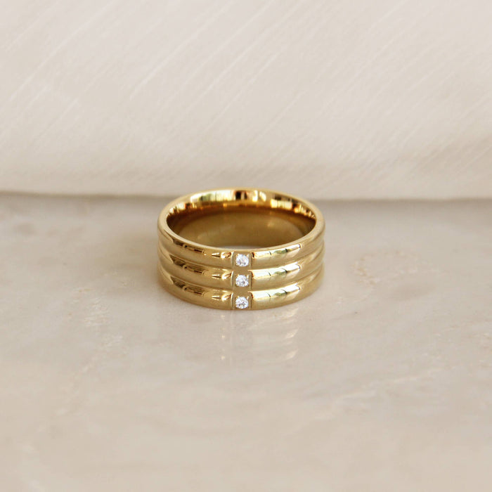 Layered 3 CZ Cigar Band Ring
