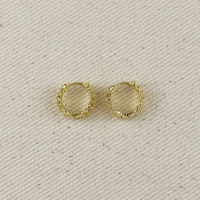 18k Gold Filled Rugged Ribbon Huggies