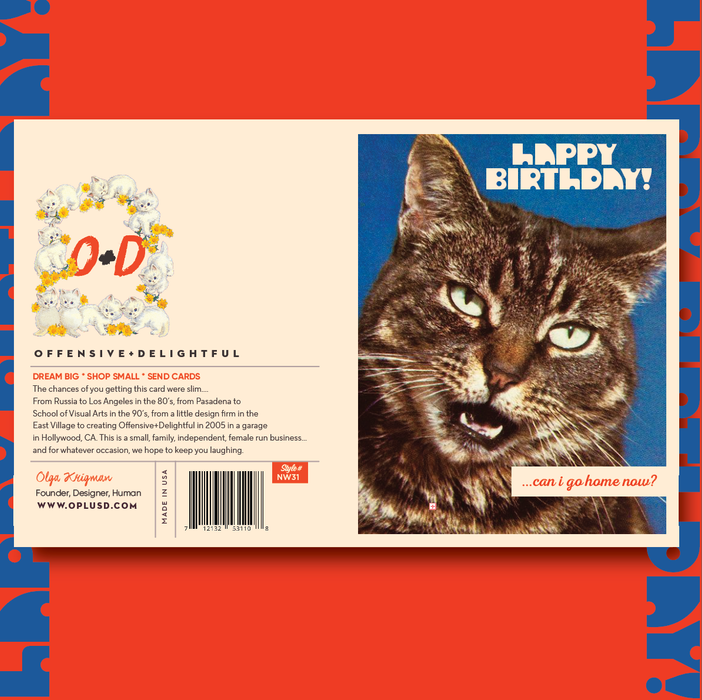 GO HOME CAT birthday card