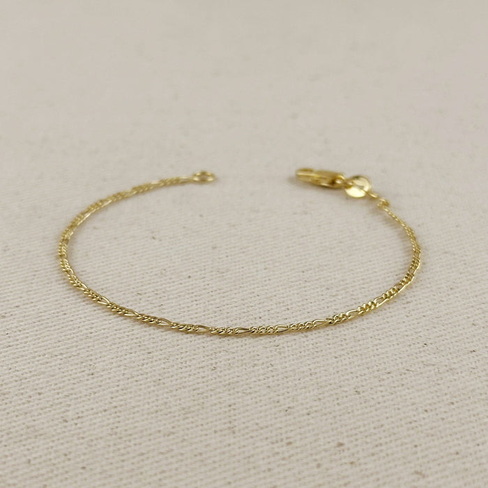 18k Gold Filled Rounded Figaro Chain Bracelet