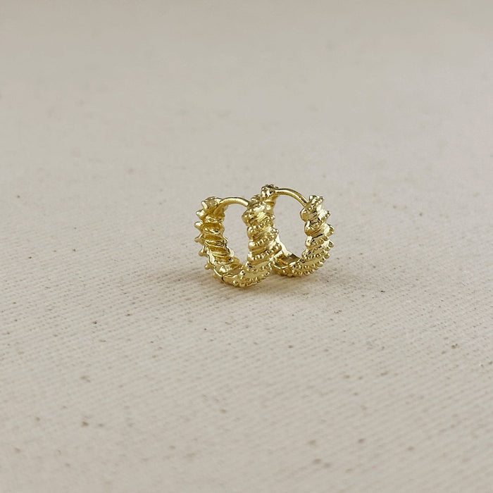18k Gold Filled Rugged Ribbon Huggies