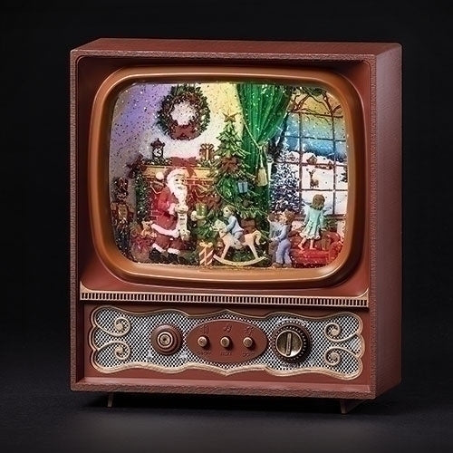 9.75" Lighted Musical Swirl TV - Santa + Kids