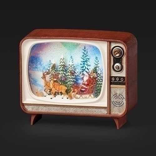 6.75" Lighted Musical Swirl TV - Sleigh Scene