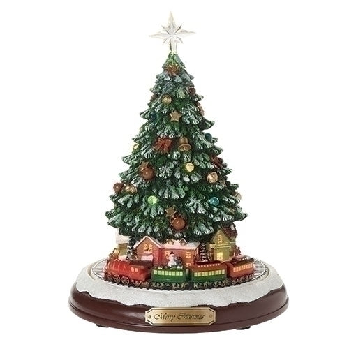 10.75" Lighted Musical Christmas Tree + Rotating Train