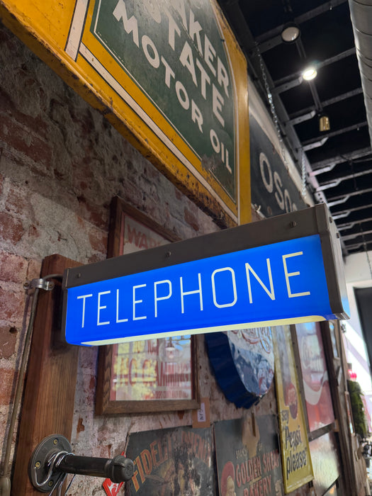 Vintage Telephone Light Up Double Sided Flange Sign