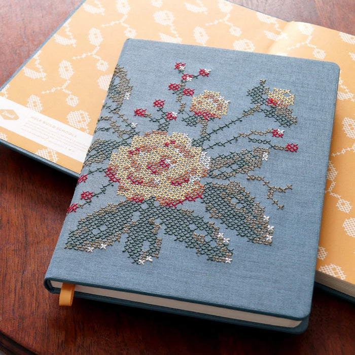 Cross Stitch Flowers Embroidered Journal