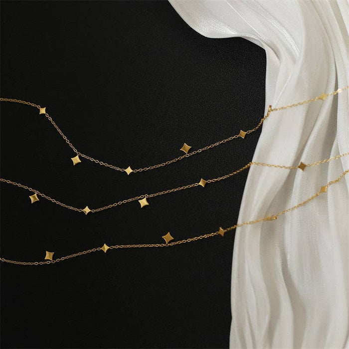 Dainty Star Layering Station Necklace in Stainless Steel