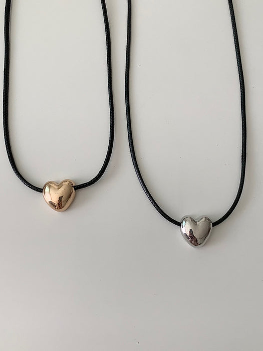 Puff Heart Rope Necklace