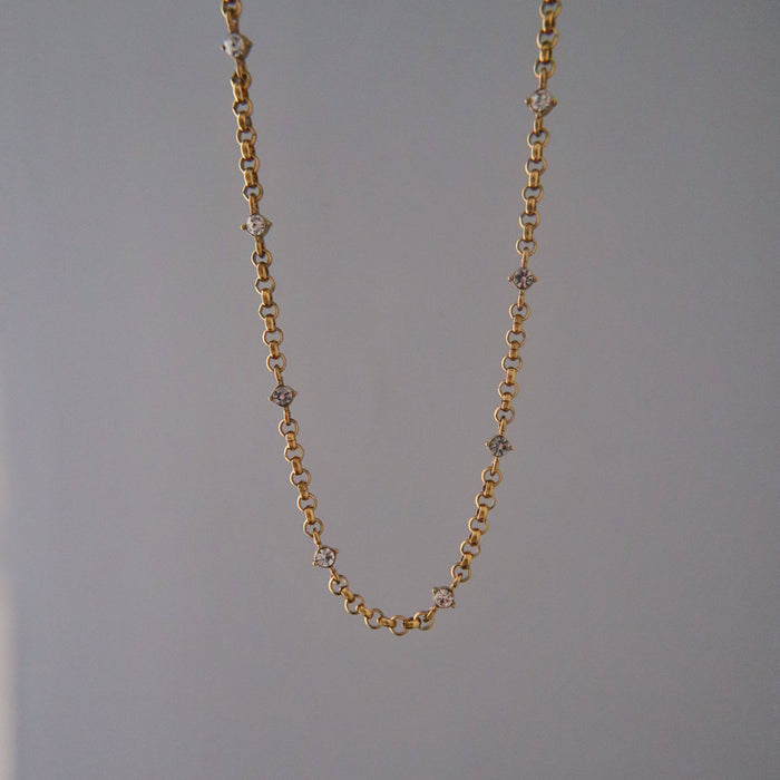 Stevie Chain Necklace | CZ Satellite Rollo Chain