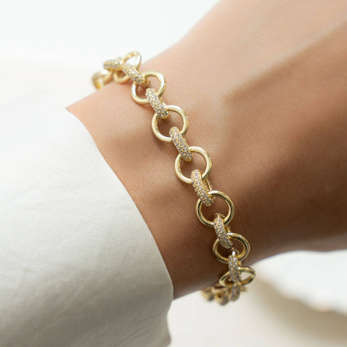 Round Pave Link Bracelet