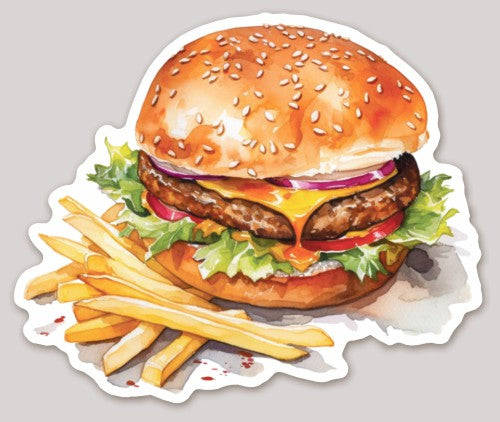 Cheeseburger Watercolor Sticker