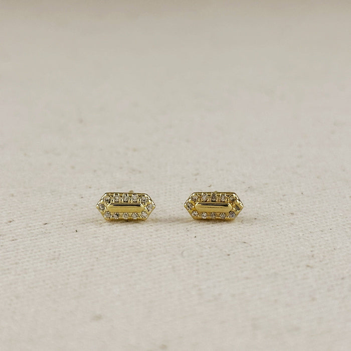 18k Gold Filled Mini Pointed Rectangle Plate Stud Earrings