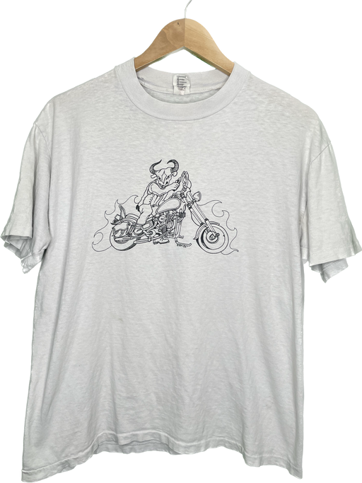Vintage 80s Hanes Sturgis T-Shirt XL Gray Black Hills Motorcycle Races
