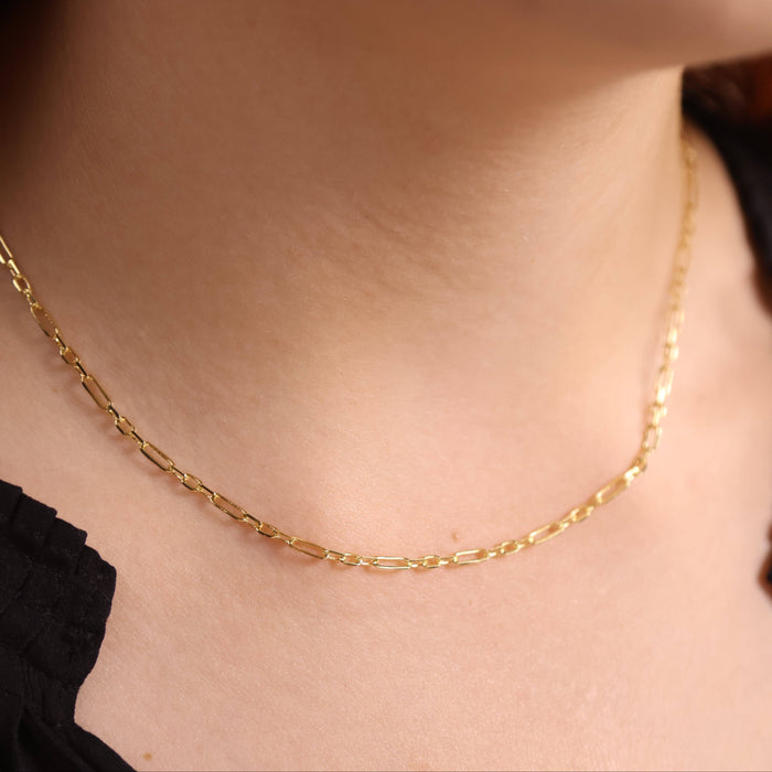 18k Gold Filled 3x1 Alternated Paperclip Necklace