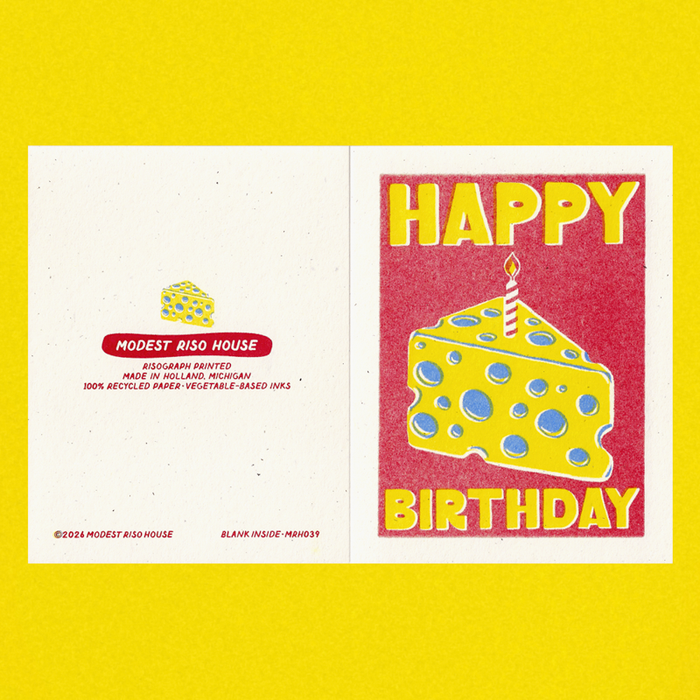 Cheesy Happy Birthday - Risograph Card