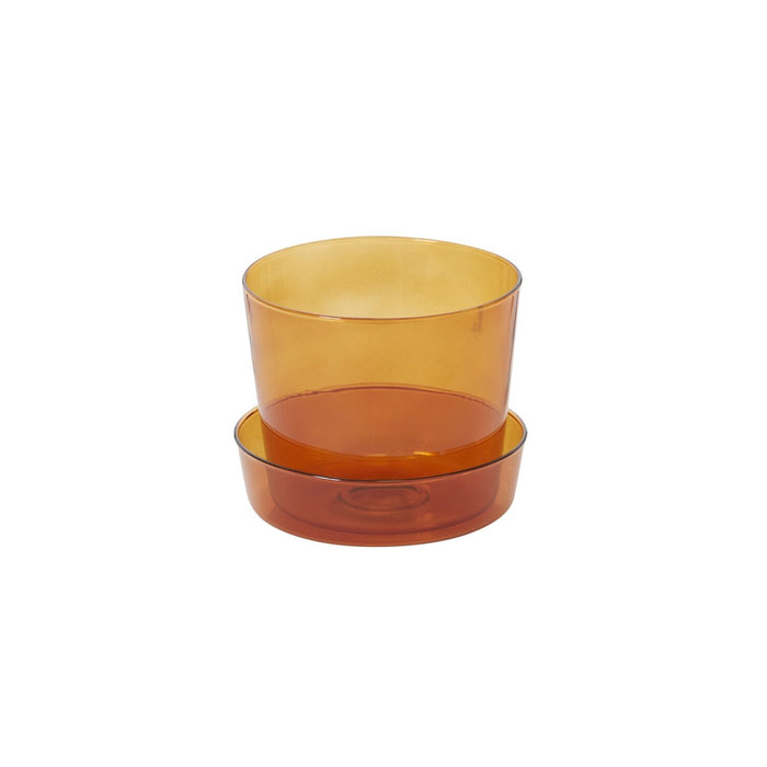 Amber Glass Pot with Saucer