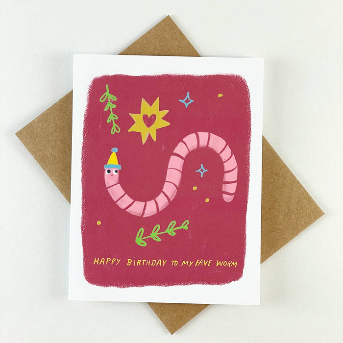 Happy Birthday to My Fave Worm Birthday Card