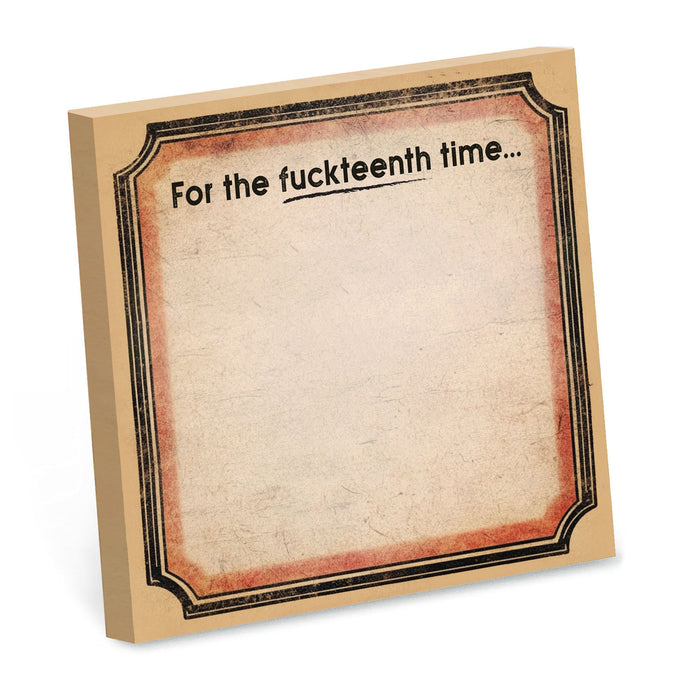 For The Fuckteenth Time - Sarcastic Funny Sticky Note Pad