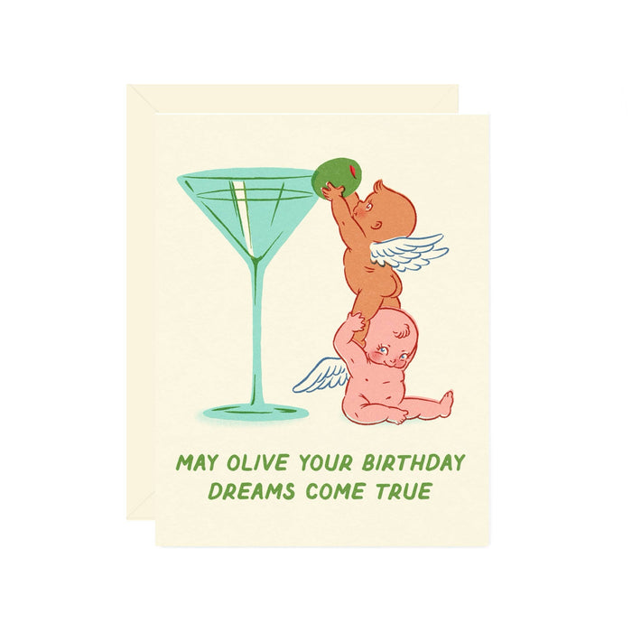 Martini Olive Dream Birthday Card