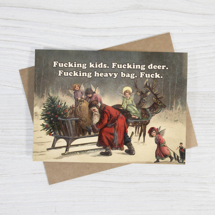 Grumpy Santa Funny Vintage Christmas Card