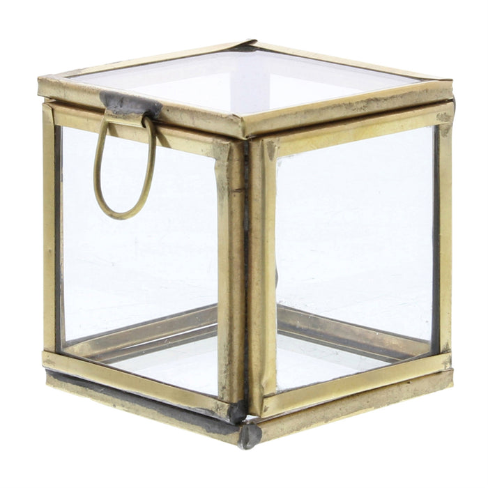 Pierre Demi Leaded Glass Box - Brass
