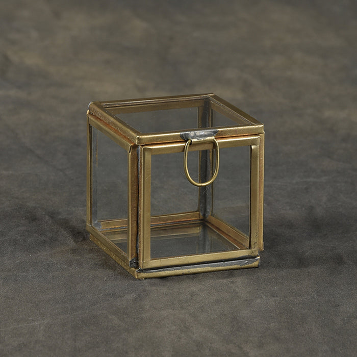 Pierre Demi Leaded Glass Box - Brass
