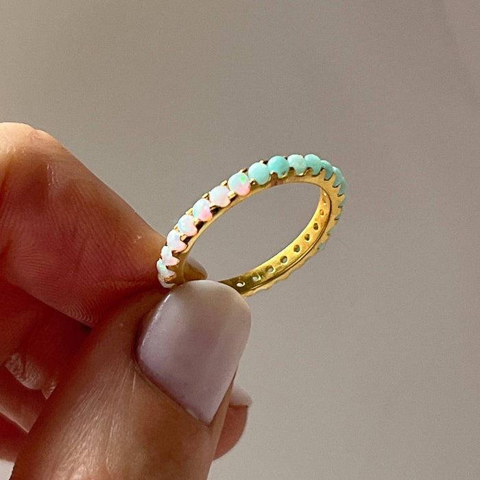 Indecisive Opal & Amazonite Eternity Band