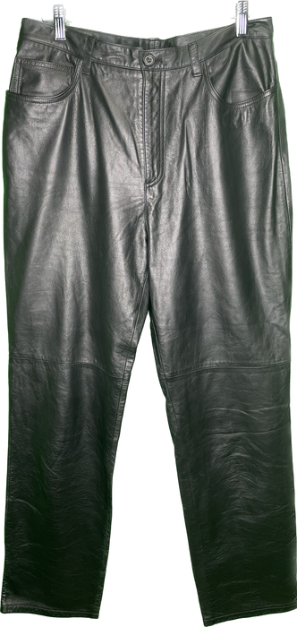 W32 L32 Vintage Soft Leather Black Pants