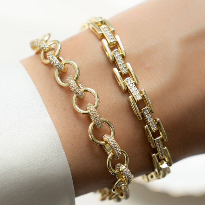 Round Pave Link Bracelet
