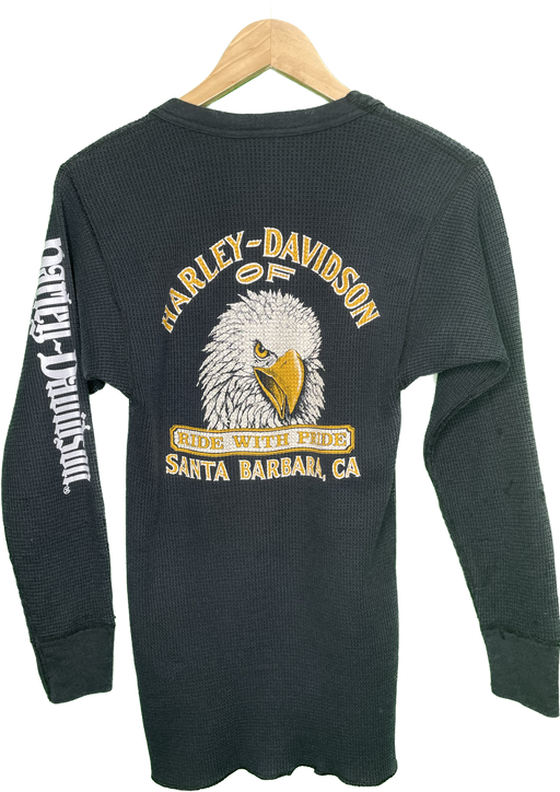 XS/S 80s Santa Barbara David Mann Style Vintage Harley Thermal T-Shirt