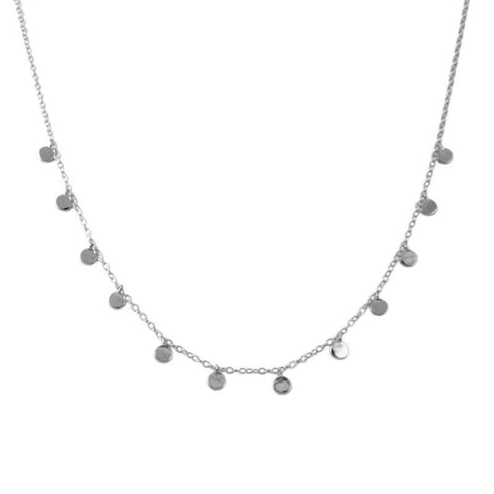 Dainty Round Charm Station Necklace in 925 Sterling Silver