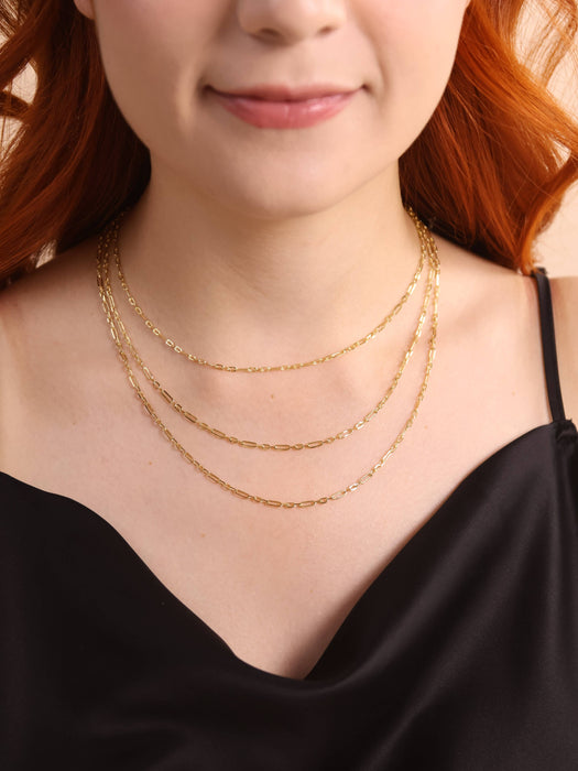 18k Gold Filled 3x1 Alternated Paperclip Necklace