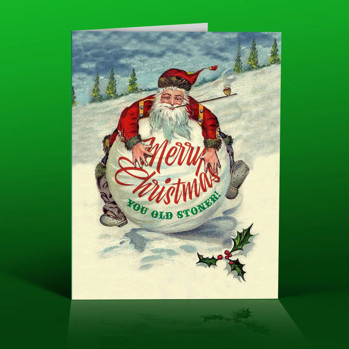 Old Stoner Santa Christmas Card