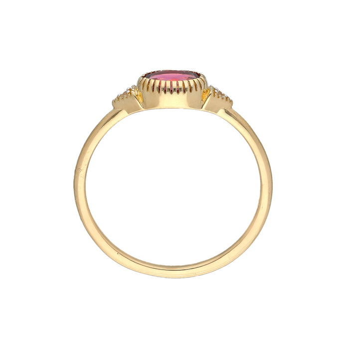 Gold Plated Over Silver Rhodolite Garnet Solitaire Ring