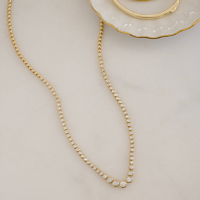 Gradient Bezel Tennis Necklace