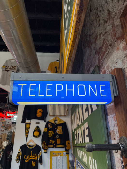 Vintage Telephone Light Up Double Sided Flange Sign