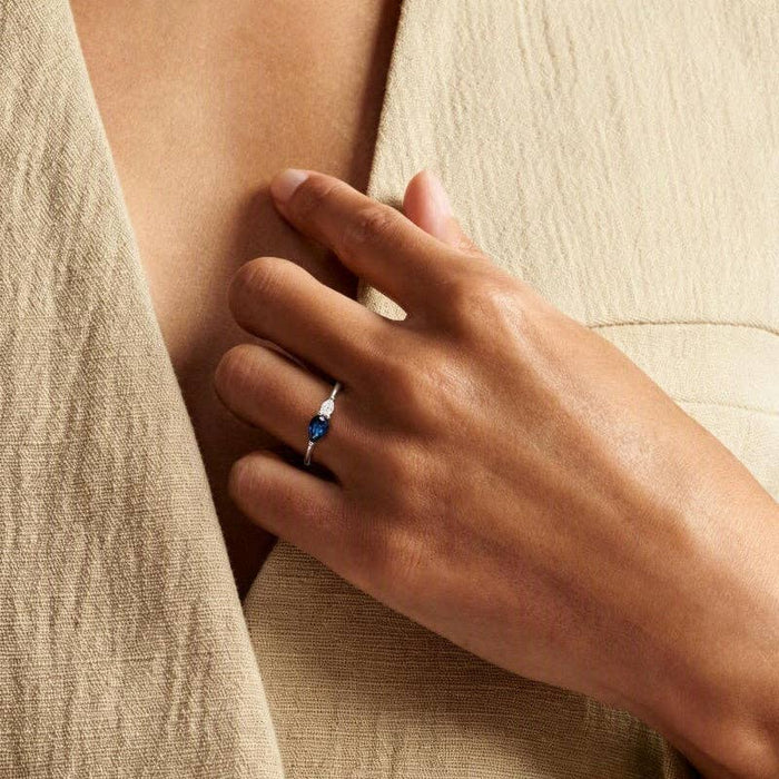 Dainty Two-Tone Teardrop CZ Band Ring in 925 Sterling Silver