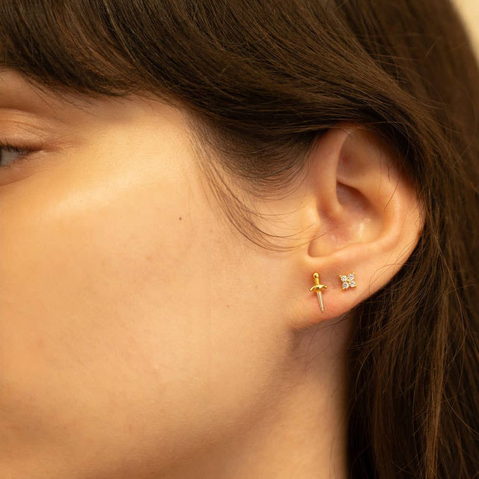 Tiny Dagger Stud Earrings