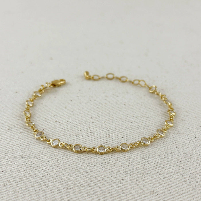 18k Gold Filled Round Bezel CZ Bracelet