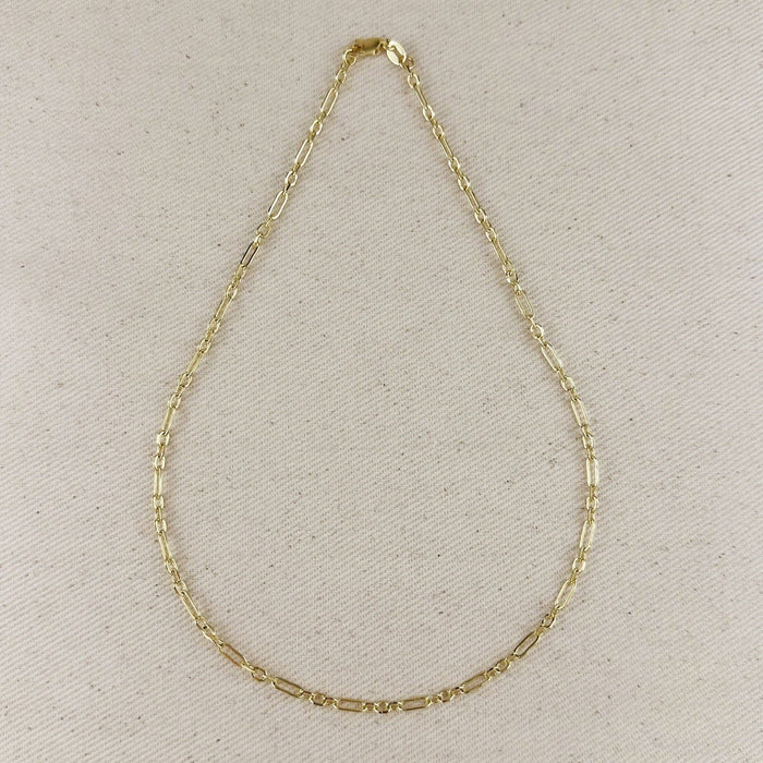 18k Gold Filled 3x1 Alternated Paperclip Necklace