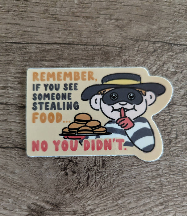 Stealing Food - Cute Mcdonald's Hamburglar Vinyl Sticker