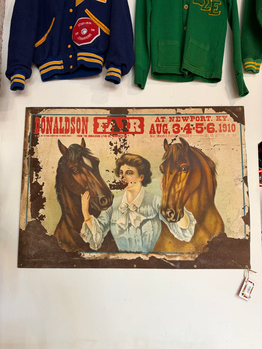 Horse Salesman Sample Poster Early 1900s Sign Antique