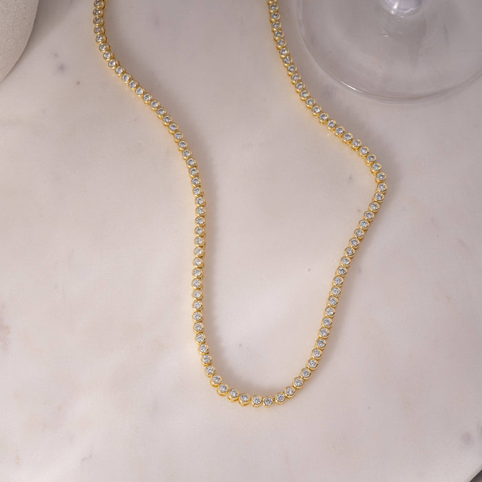Round Bezel Tennis Necklace