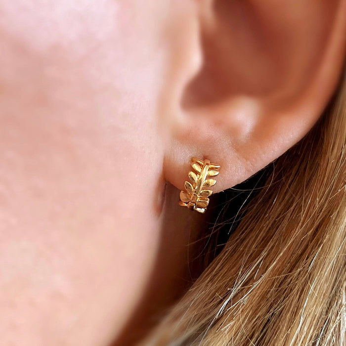 18k Gold Filled Leaf Clicker Earrings