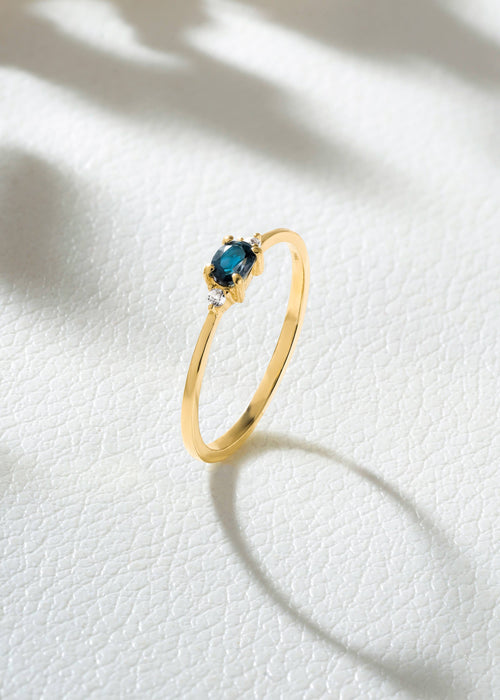 Gold Plated Silver London Blue Topaz Elegant Ring