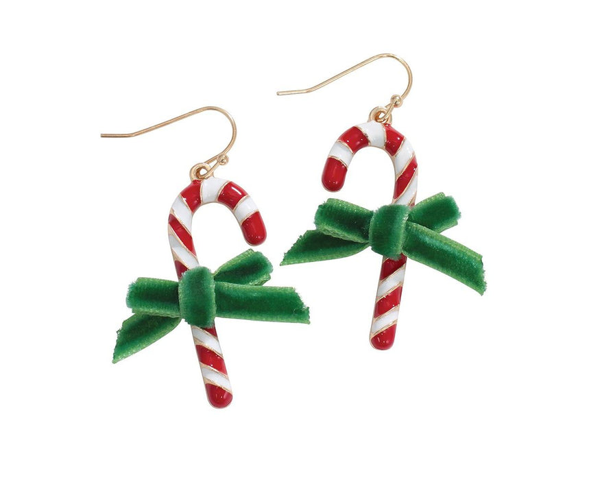 Candy Cane + Velvet Bow Earrings