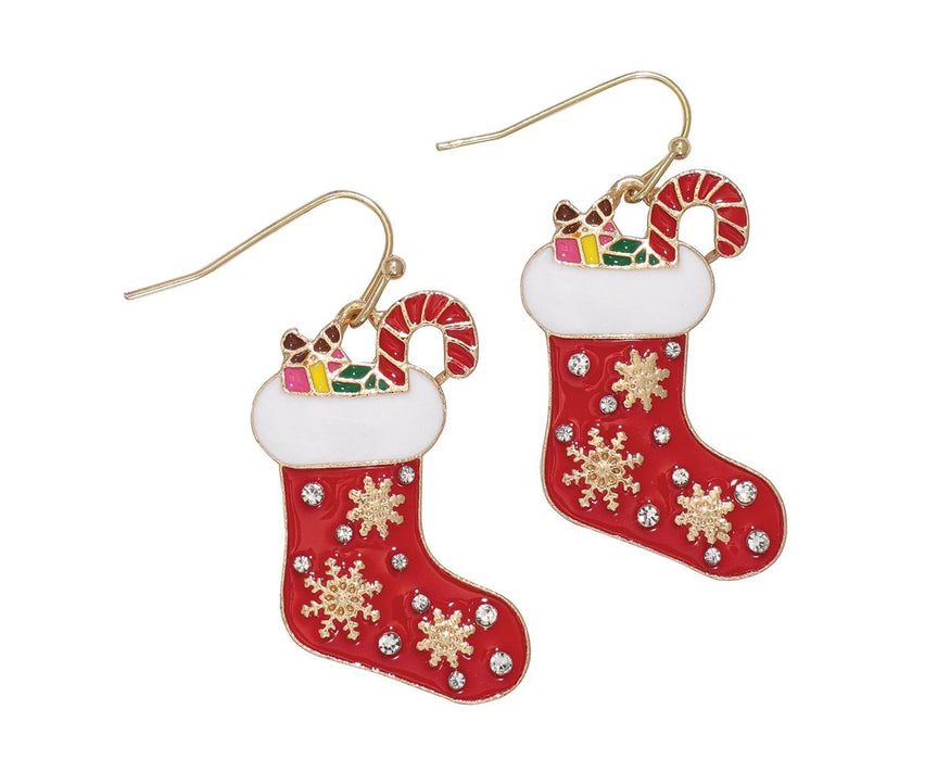 Red Snowflake Stocking Earrings