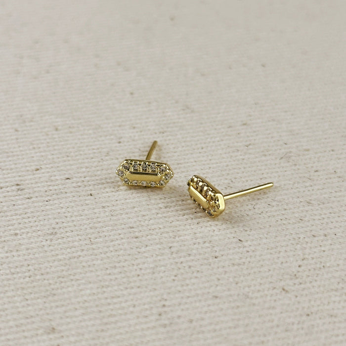 18k Gold Filled Mini Pointed Rectangle Plate Stud Earrings