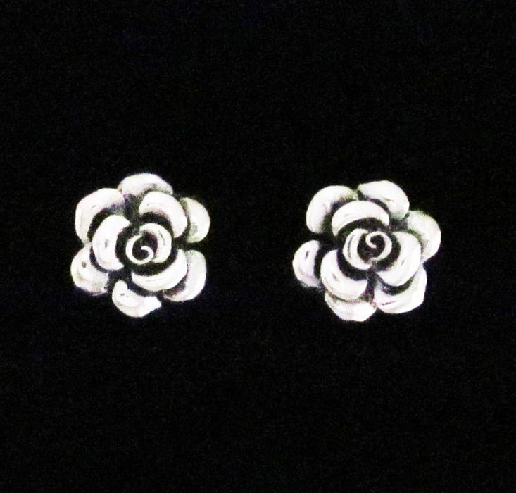 Sterling Silver Rose Post Earrings